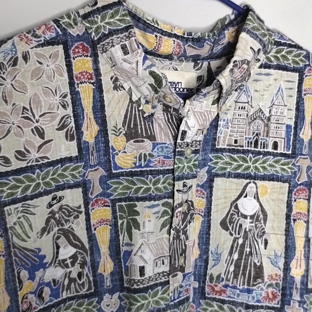 Reyn Spooner Father Damien XXL Dietrich Varez Kalaupapa Aloha Hawaiian Shirt - Picture 3 of 10